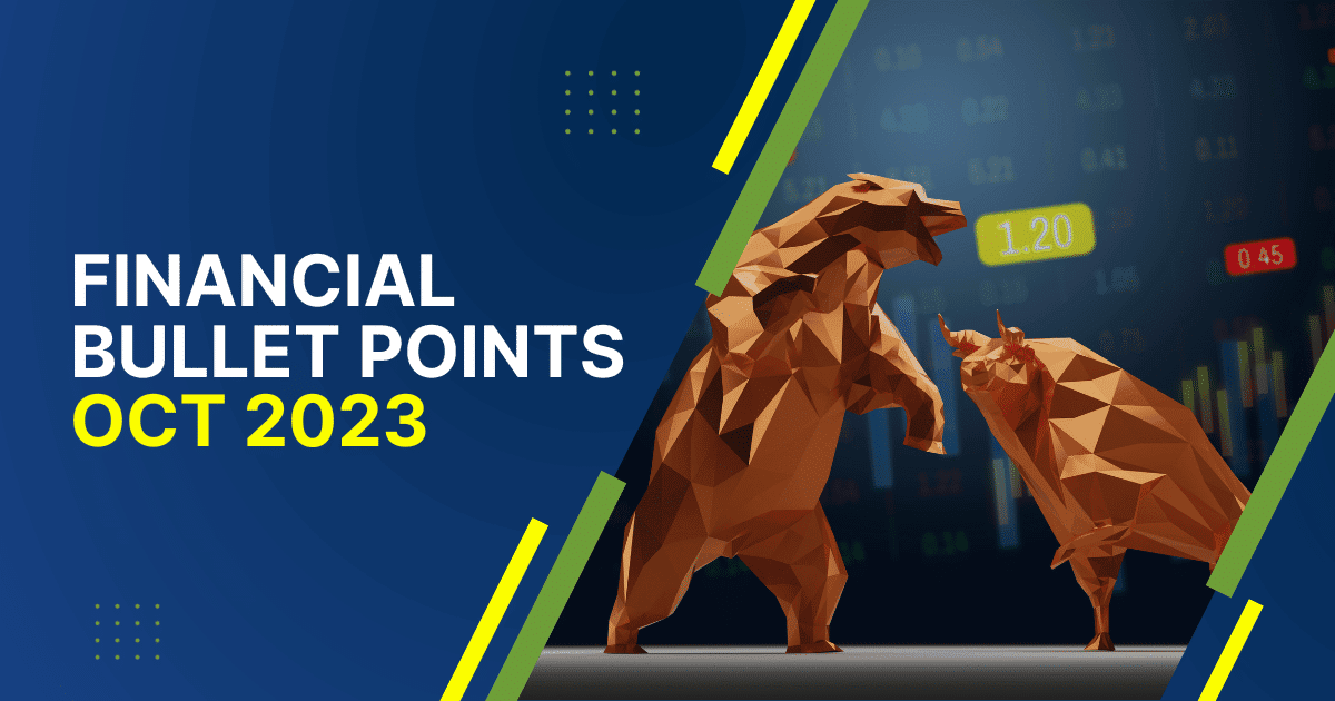Financial market analysis with bull and bear figures for October 2023.