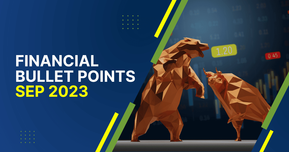 Bull and bear figures representing financial market trends for September 2023.